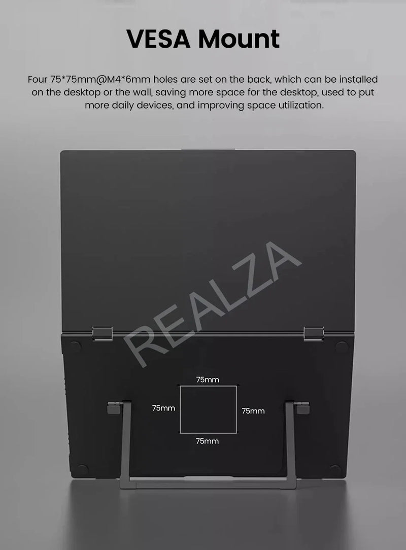 2025 15.6 Dual Screen 1920*1080P 60Hz Touch/Non-Touch Portable Monitor IPS Low Blue Light Eye Protection 360° Folding Drive-free