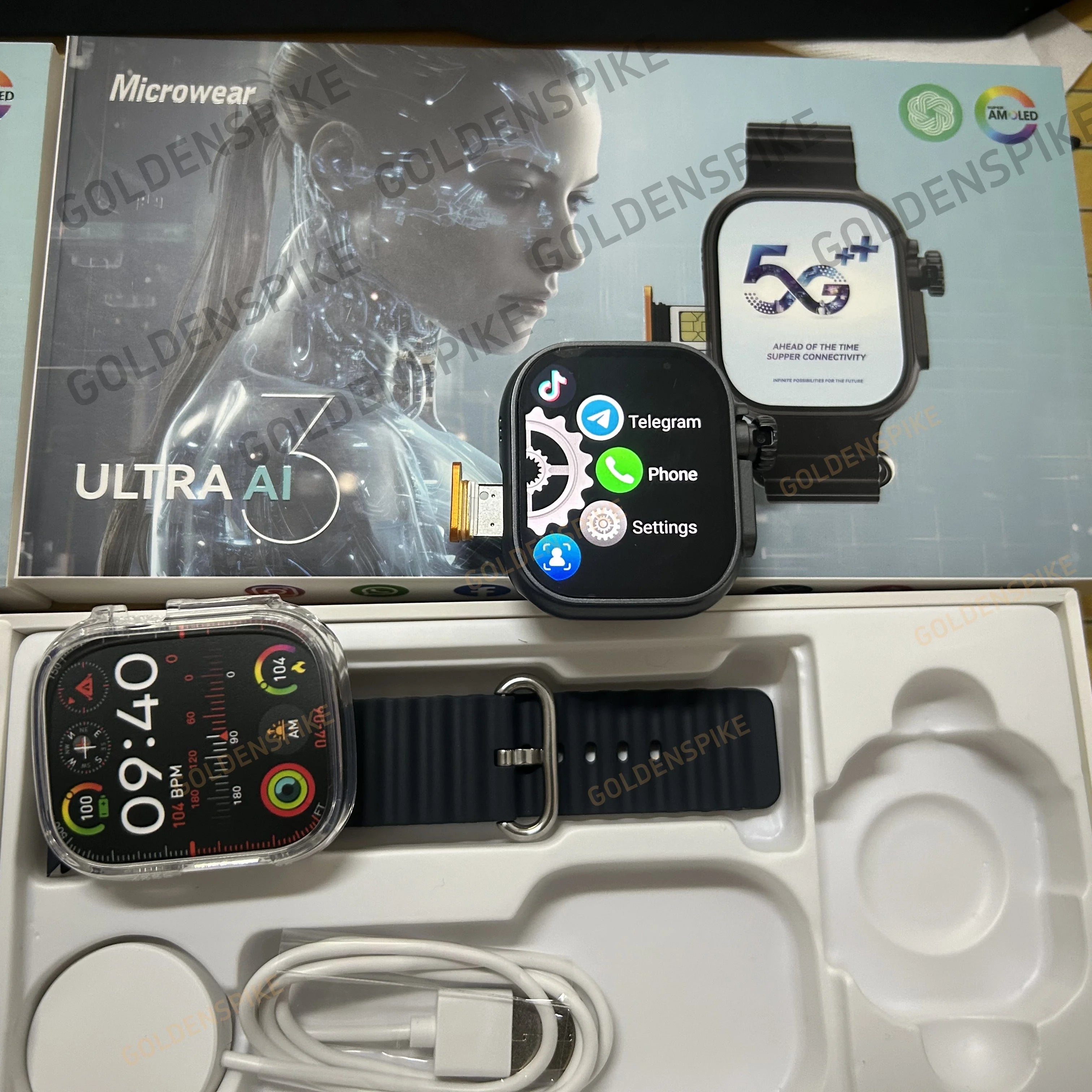 Microwear Ultra Ai3 Smartwatch 5G 180° Rotating Camera Google Play GPS WIFI 2.2inch Amoled HD Display 4G Calling Smart Watch Men