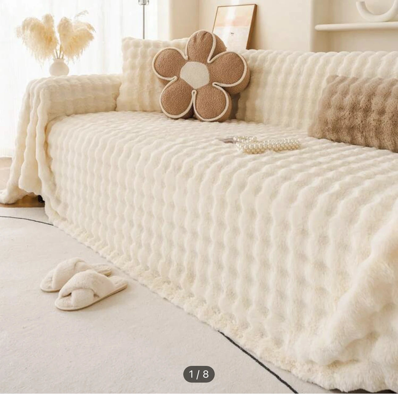 Bubble Imitation Fur Sofa Towel Faux Fur Sofa Cover Blanket Couch Cover Universal for Living Room Warm
