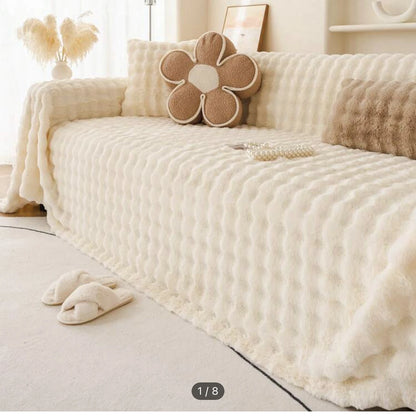 Bubble Imitation Fur Sofa Towel Faux Fur Sofa Cover Blanket Couch Cover Universal for Living Room Warm