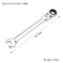 Ratchet Wrench of Keys Spanner Set Hand Tool 72-Tooth Ratcheting Flexible Head Mirror Finish 6mm-27mm Auto and Home Repair 1 pcs