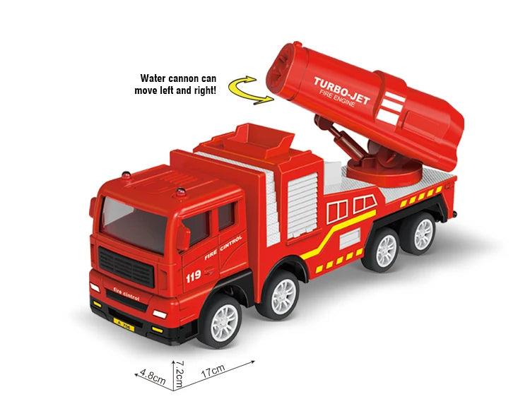 Children Fire Truck Pull Back Toys Fire Telescopic Ladder Truck Inertia Car Fire Rescue Water Tanker Model Boys Birthday Gift