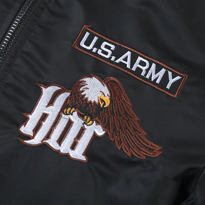 Chaqueta de vuelo de águila, ropa de trabajo para hombre, primavera y otoño, uniforme de béisbol de piloto, traje de vuelo táctico bordado, industria pesada, negro