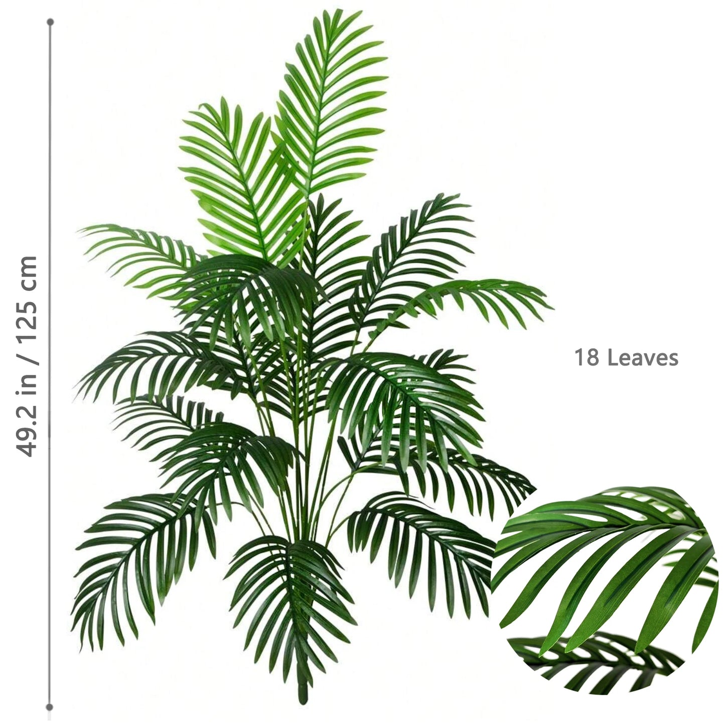 52-125cm/49.2in  Artificial Palm Tree Tropical Fake Plant Green Plastic Palm Leaf Branches Suitable for Home Garden Decoration
