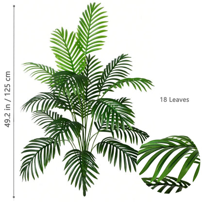52-125cm/49.2in  Artificial Palm Tree Tropical Fake Plant Green Plastic Palm Leaf Branches Suitable for Home Garden Decoration