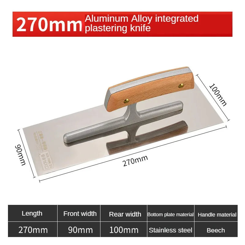 Aluminum Alloy Wooden Handle Plastering Trowel Paint Tool Scraping Putty Diatom Mud To Collect Light Knife Construction Tools