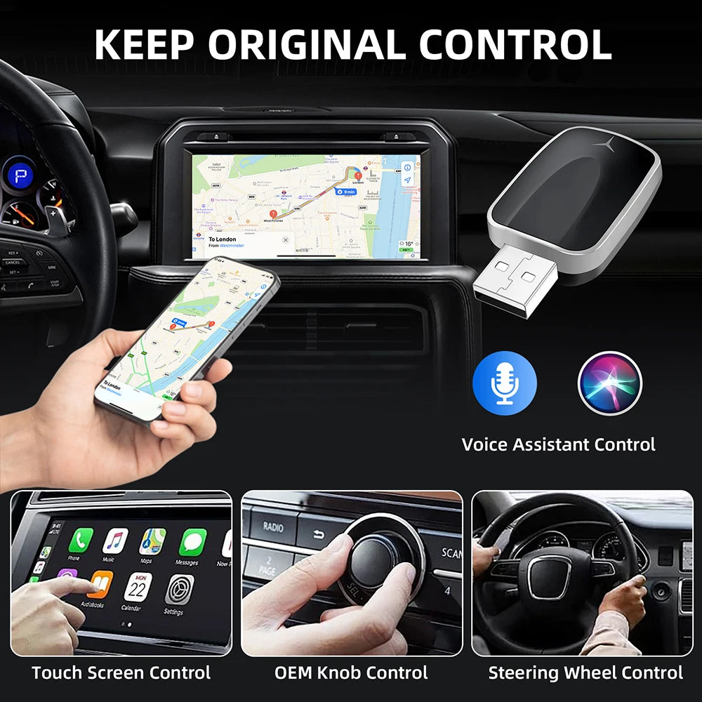 Wireless Carplay Adapter Android Auto 2-in-1 Smart Dongle 2025 5G WIFI For iPhone Android Phone For Volvo Benz MG Kia Chery VW