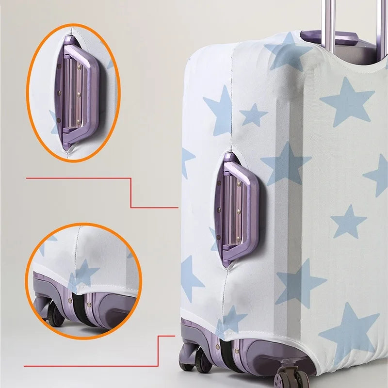 Light blue star pattern luggage protection cover, suitable for 18-32 inch luggage covers, luggage handle gloves, travel accessor