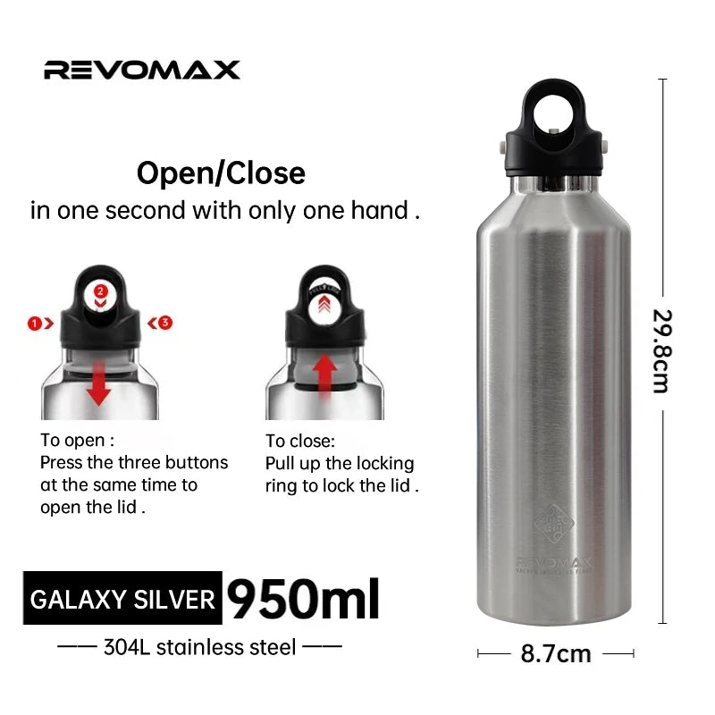 REVOMAX 950ml Tumbler Thermo Bottle Double Wall Stainless Steel Thermal Water Bottle Cold and Hot Thermos Cup Vacuum Flask Gym