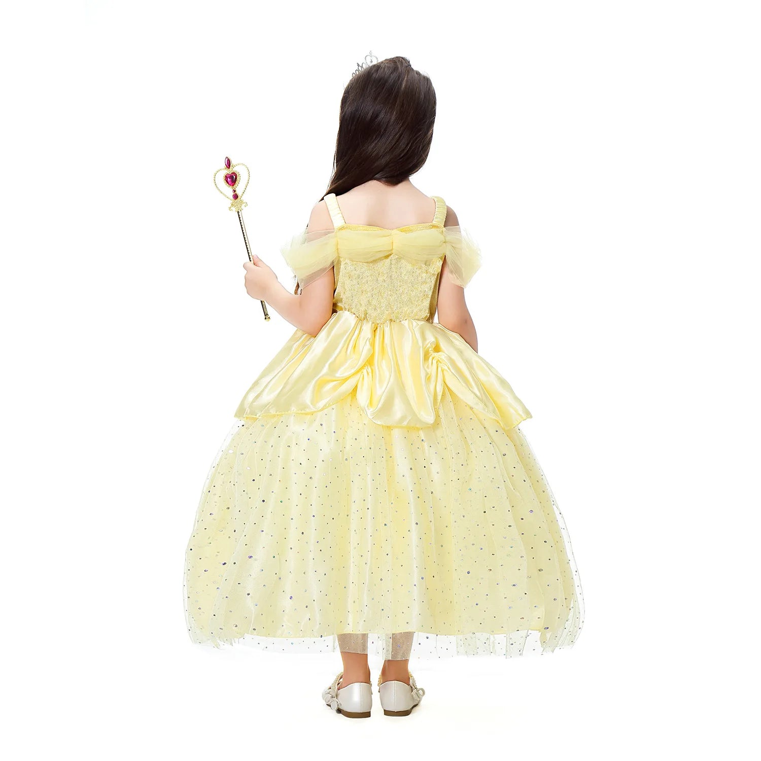 2025 Cosplay Belle Princess Dress Girls Dresses For Beauty and beast Party Clothing Magic stick crown Costume 3-12Y