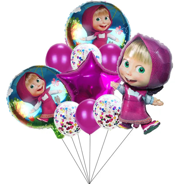 Disney Mashas and Bear Balloon Set, Cartoon Decoration, Birthday Party Supplies, Baby Shower Decor, Toddler Toy Gift, Kids 