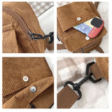 Women's Mini Backpack Fashion Solid Color Corduroy Small Simple Casual Traveling Large Capacity Durable Female's Schoolbag