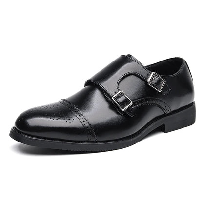 Italian Men's Brogue Shoes Brown Low Cut Commuting Business Casual Shoes Men's Banquet Leather Shoes Soft Sole Big Size：38-48