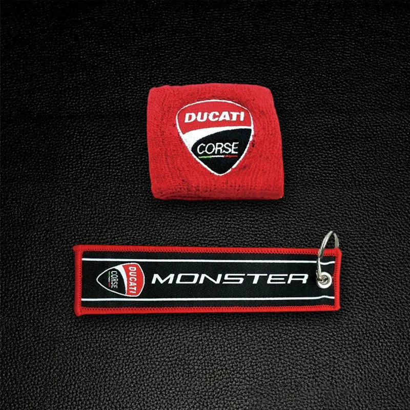 Motorcycle Embroidery Front Fluid Oil Brake Reservoir Sock Cover for Ducati Monster Panigale Diavel Superleggera V4 V2 Scrambler