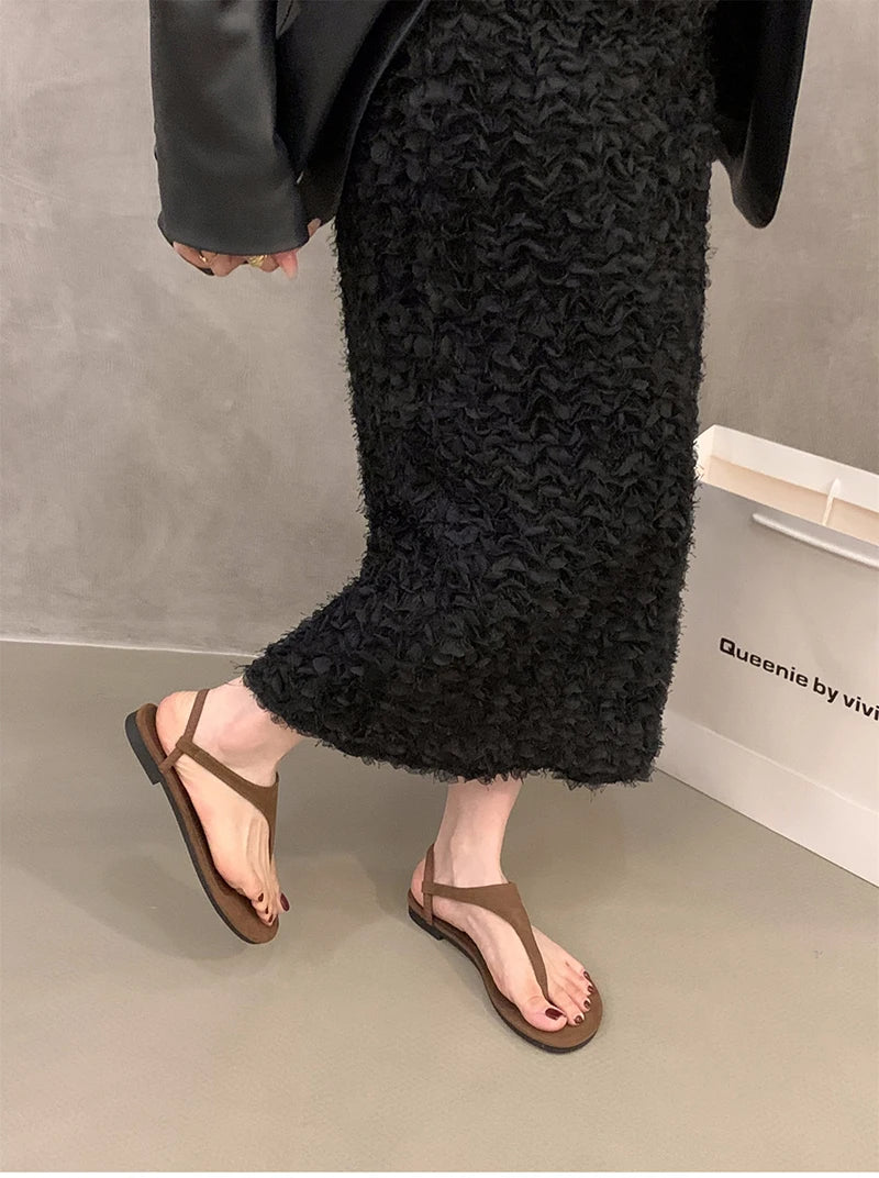 Summer Clip Toe Women Gladiator Sandals Casual Beach Vacation Shoes Ladies Elegant Dress Flats Sandalias