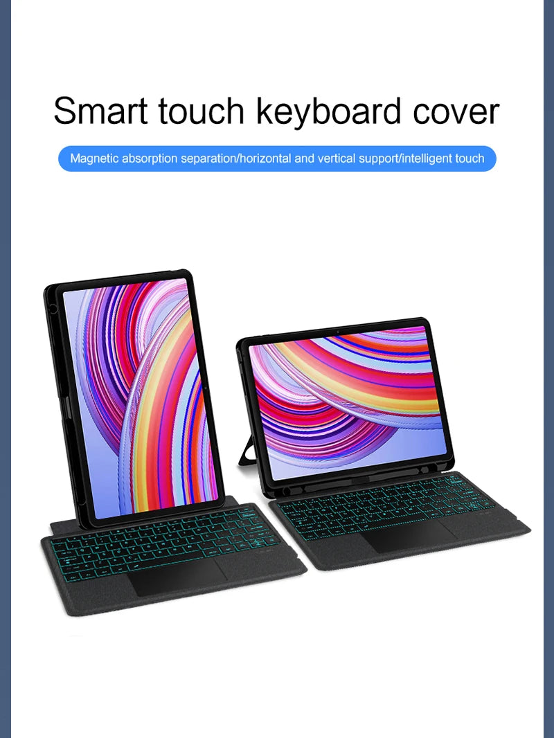AJIUYU Backlight Magic Keyboard For XiaoMi Redmi Pad Pro 12.1 inch Folio Smart Case Portuguese Spanish Arabic Keyboard Cover