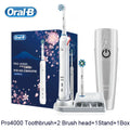 Cepillo de dientes eléctrico Oral B Pro4000 3D Action Clean, 4 modos, sensor de presión visible, dientes más blancos, recargable para adultos.