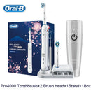 Cepillo de dientes eléctrico Oral B Pro4000 3D Action Clean, 4 modos, sensor de presión visible, dientes más blancos, recargable para adultos.