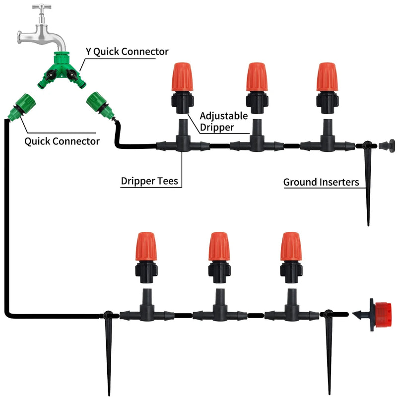 Sistema de riego Herramientas de jardinería Kits de riego por goteo Manguera de riego automática con instalación conveniente ajustable Ahorro de agua