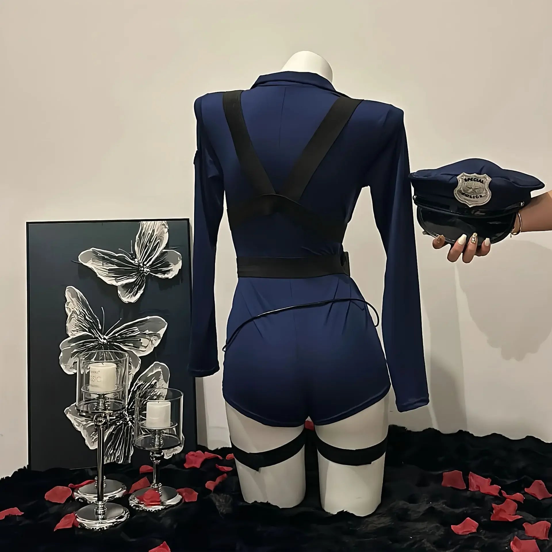 Halloween Sexy Cop Cosplay Erotic Lingerie Policewoman Costume Police Uniform Women Jumpsuit Nightclub Performance Costumes