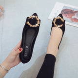 DLSYXD-Women's shoes, fine toe, wear-resistant, comfortable, non-slip, simple metal decorative, fashion casual, spring and autumn 
