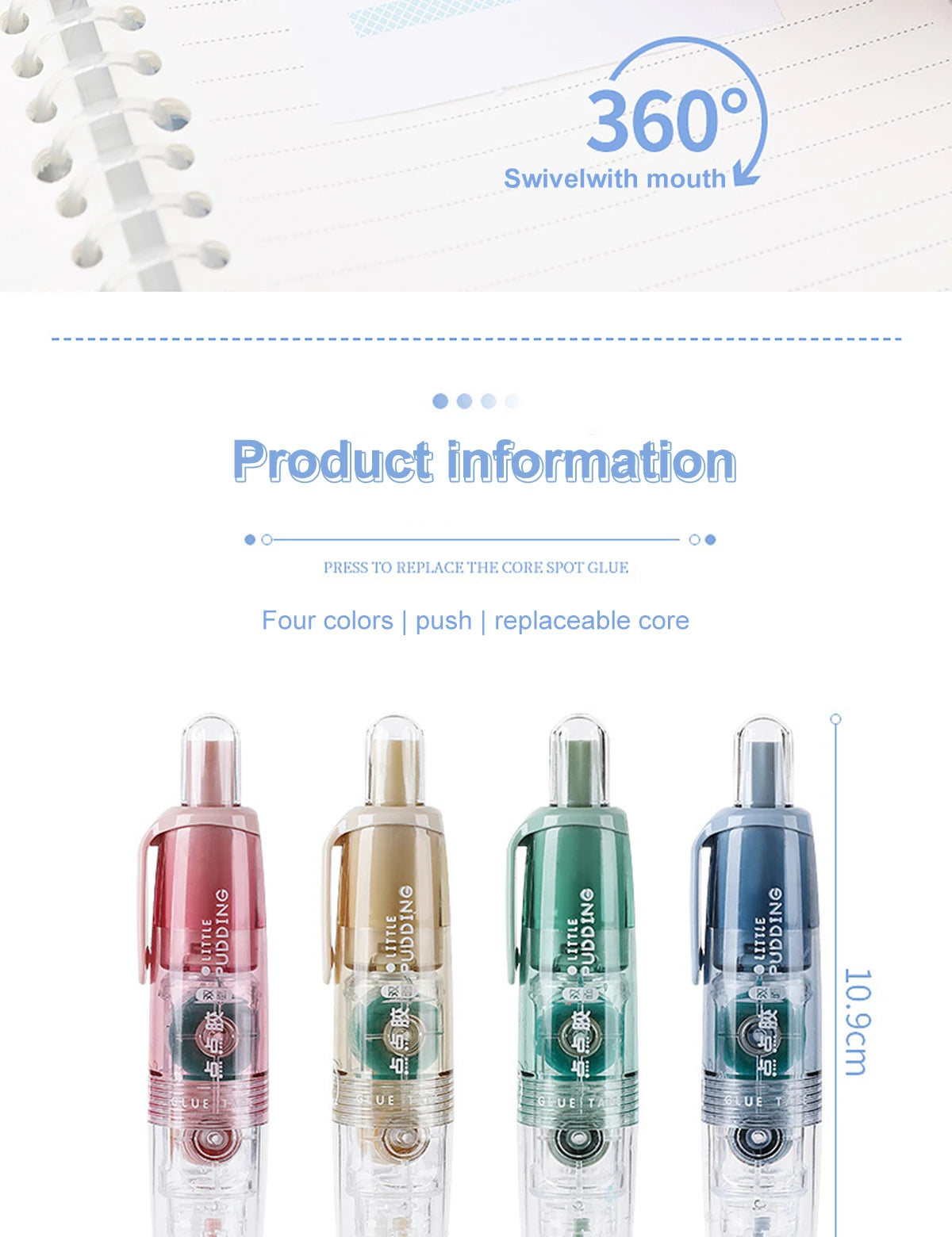 12Pcs/Set Transparent Dot Dispensing Double-sided Tape Replaceable Refills Handbook Dot Glue Stationery School Office Supplies