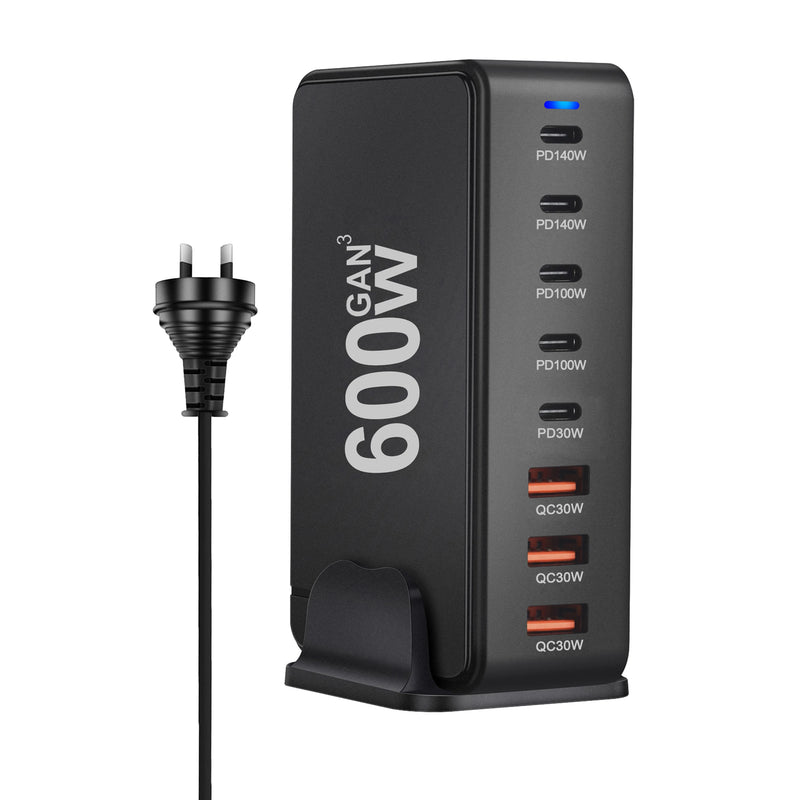 NEW 600W Gan Fast Charge 3.0 USB Type C Fast Charger Mobile 8-port 5C3A PD Charger  Convenient To Carry Tablet Charger