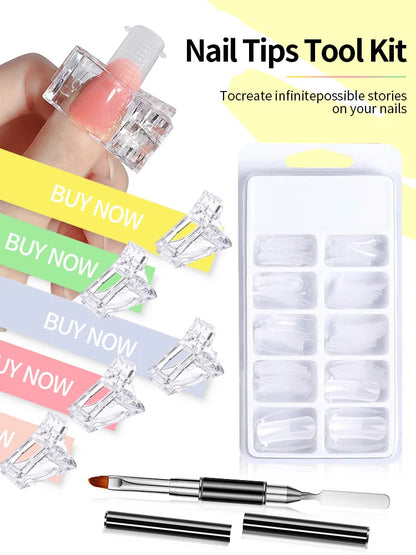 20/100Pcs False Clear Nails Full Cover Nail Tips DIY Manicure Tool For Acrylic UV Nail Gel Quick Extension Tool Kits