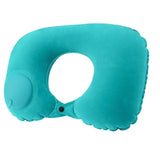 Flocagem inflável portátil pescoço travesseiro, adequado para viagens ao ar livre, viagens de negócios, Camping, Self Filled