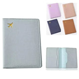 Women Men Card Passport Cover Case Flight Ticket Clip Passport Wallet PU Leather Solid Color Id Holder Passport Holder Purses