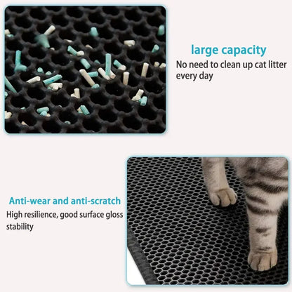 Tapete de areia para gatos com dupla camada Caixa impermeável para animais de estimação Almofada antiderrapante, Cama lavável, Produtos de almofada limpa, Presente