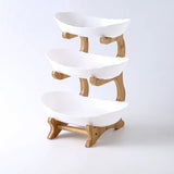 Three Layer Table Plates Dinnerware Wooden Kitchen Fruit Bowl with Floors Partitioned Dish Snack Candy Cake Stand Salad Bowl