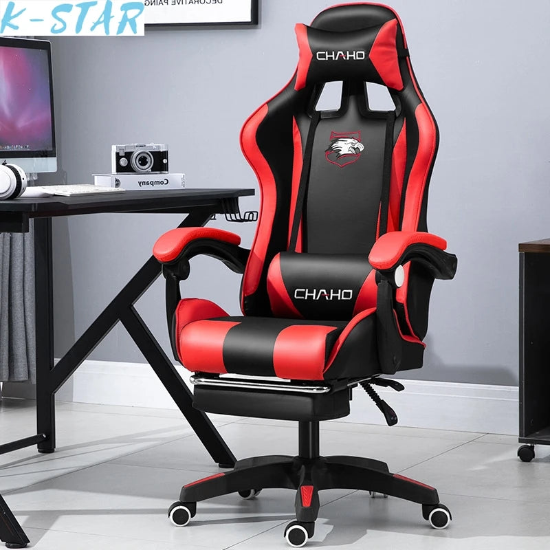 Silla de juegos WCG para oficina, cojín de látex, silla de computadora con Bluetooth, silla BOSS de cuero de alta calidad, silla de carreras con ancla de Internet LOL
