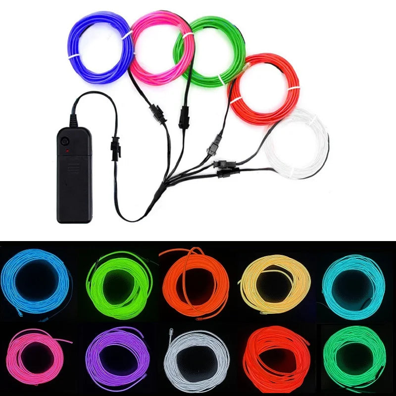 10/5/3/2/1M Glow EL Wire Neon Cable Christmas Dance Party DIY Costumes USB Switch Light Battery Voice control Lamp LED Mask Ball