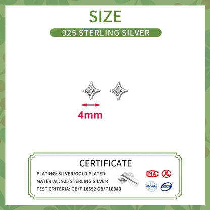Softpig real 925 prata esterlina zircão 4mm estrela minúsculos brincos para mulheres jóias finas minimalista orelha buraco cuidados acessórios