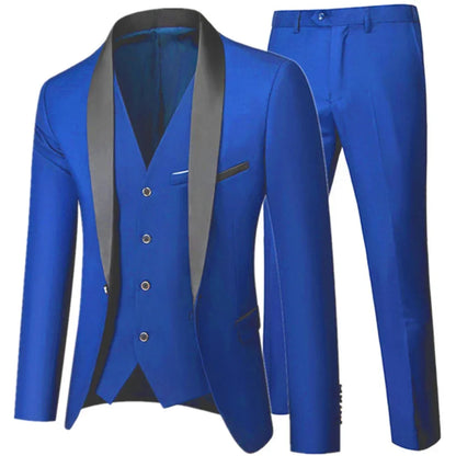 Conjunto de tres piezas para fiesta de boda de otoño para hombre, color negro, talla grande 5XL 6XL, blazer, abrigo, pantalones y chaleco, traje ajustado de moda.