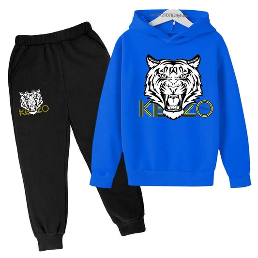 Tiger Head Kids Spring Autumn Leisure Fashion 2pcs Hoodie Sweatshirts+Pants Suits 3-13 Years Boys Girls Outfits Children Clothes