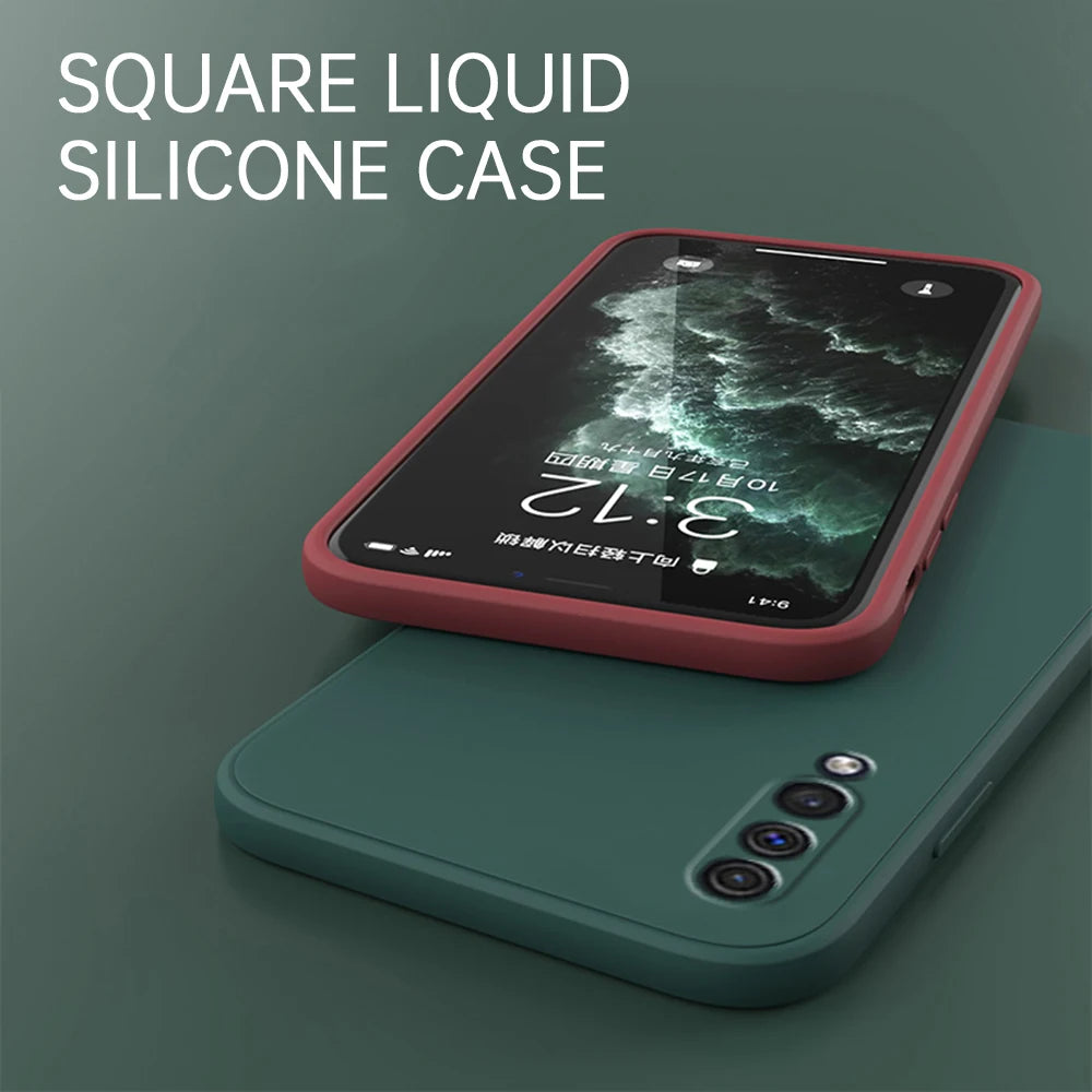 Funda Square Phone Case for Samsung Galaxy A30S A50 A50S Liquid Silicone Fundas Camera Protective Back Cover Case