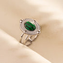 1pc Green Turquoise Ring Hippie Stainless Steel Silver Color Charm Opening Adjustable Ring Women Chunky Bohemian Party Jewelry