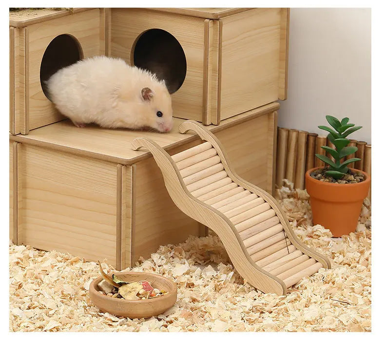 Wooden Wave Staircase Hamster Toy Pet Supplies - Eco-Friendly Fun for Small Animals