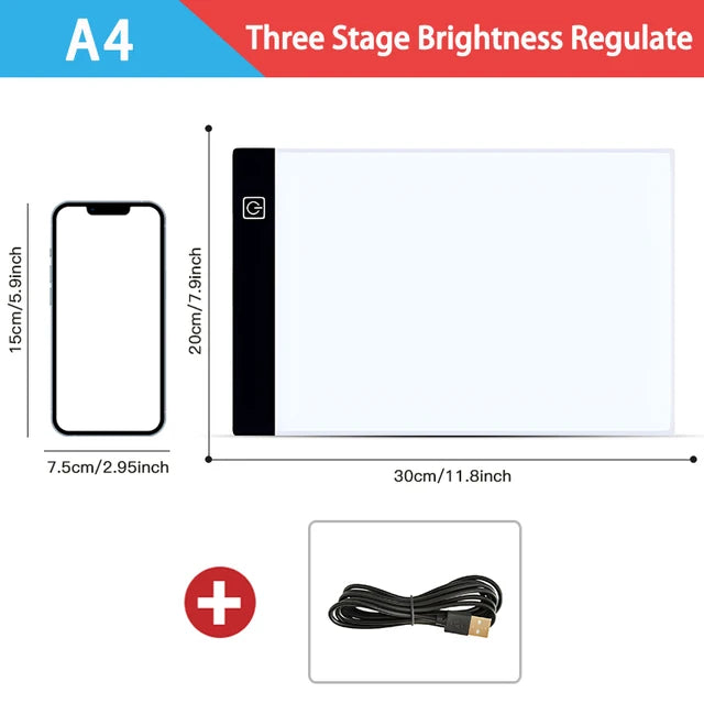 Dimmable LED Drawing Copy Pad Board, Brinquedo Infantil, Pintura Educativa, Kids's Grow, Presentes Criativos para Crianças, A3, A4, Nível A5