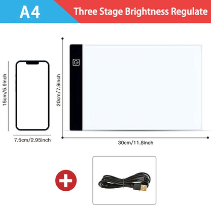 Dimmable LED Drawing Copy Pad Board, Brinquedo Infantil, Pintura Educativa, Kids's Grow, Presentes Criativos para Crianças, A3, A4, Nível A5