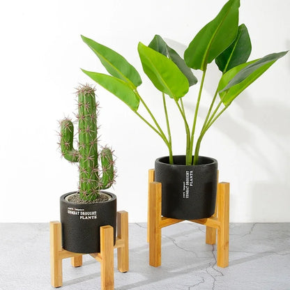 Soporte de madera de cuatro patas para macetas de plantas y suculentas, base de exhibición, estante de decoración para el hogar, jardín y patio