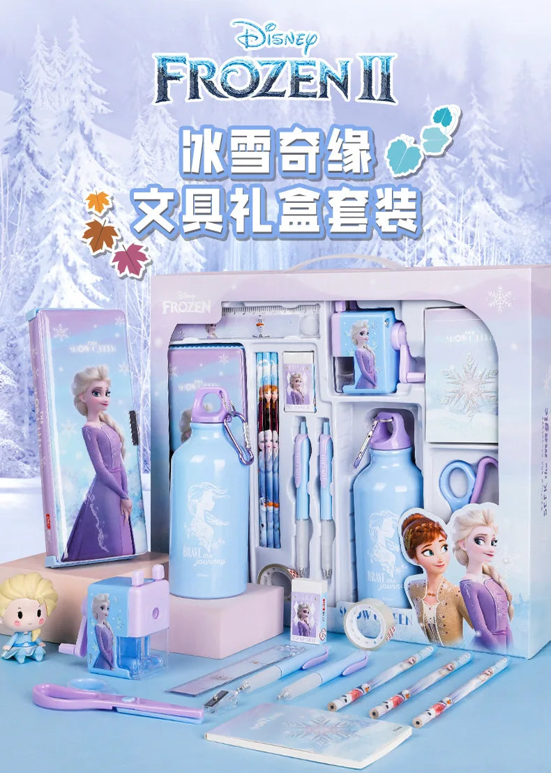 Disney Stationery Set Gift Box Mickey Minne SpiderMan Lotso Frozen Primary student School Supplies Boys girls Children's Gift