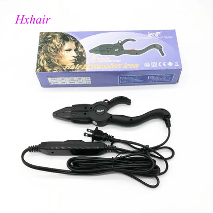 No.4 ajustar temperatura conector de fusão de extensão de cabelo/extensão de cabelo ferro de fusão eua plug 110v preto cor rosa conector de cabelo