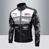 Motorcycle leather jacket, men's leather jacket, contrasting racing jacket, trendy brand seasonal couple style, loose fit