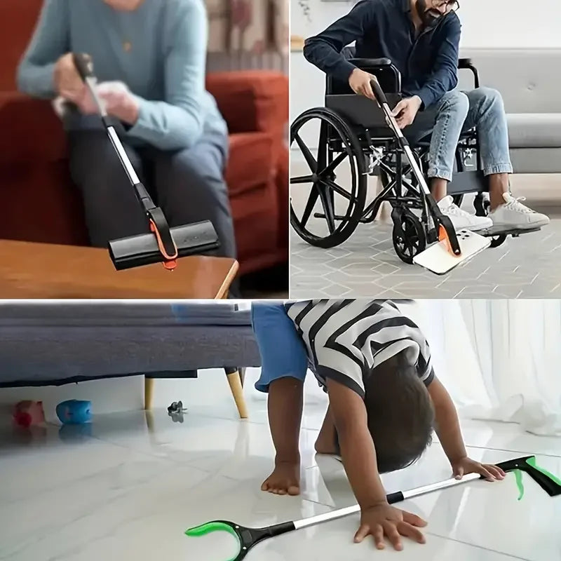 Recogedor de basura ligero y resistente con abrazadera giratoria de 360° para personas mayores, herramienta de recolección de basura de 32 pulgadas.