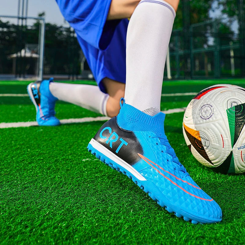 Professional Society Football Boot Men High-top Leather Lightweight TF/FG Five-a-side Soccer Shoes Childrens Football Shoes Kids