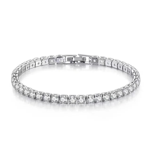Lihong S925 Sterling Silver Bracelet For Women Zircon Tennis Ball Simple Engagement Charm Fashion Wedding Jewelry 4mm 16-20cm 