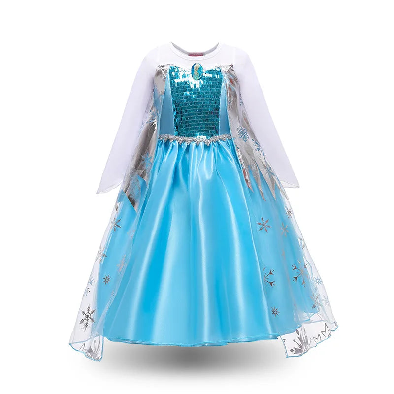 Snow Queen Elsa Dresses for Girls Costumes Kids Cosplay Halloween Princess Children Gowns Clothing Party Dresses Outfits 2-10Yrs